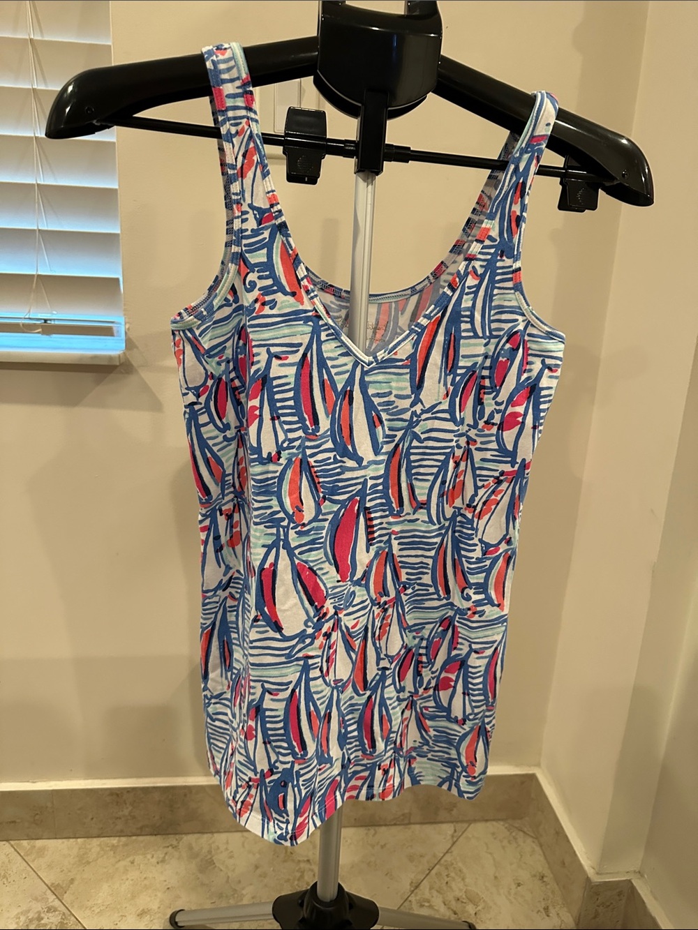 Lilly Pulitzer Blue Pink Sailboat Print Tank Top